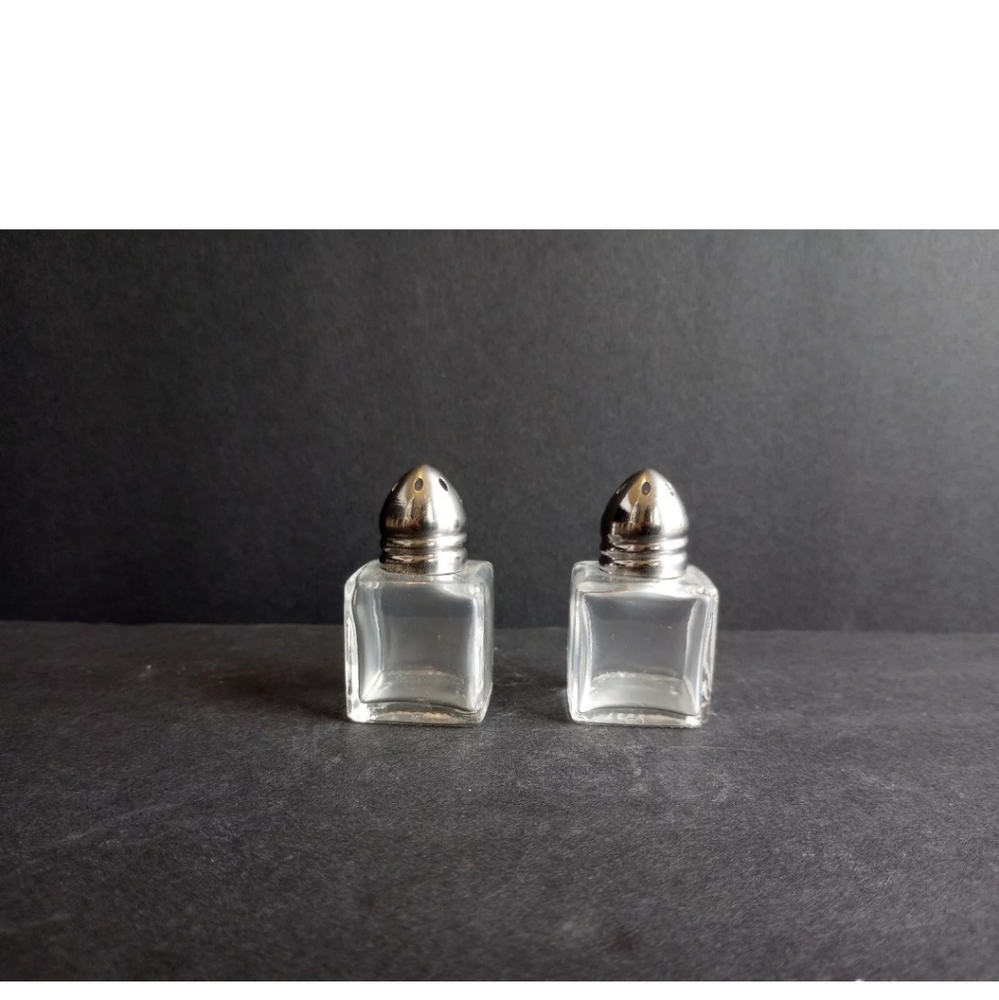 Mini Square Clear Glass Salt and Pepper Shaker Set